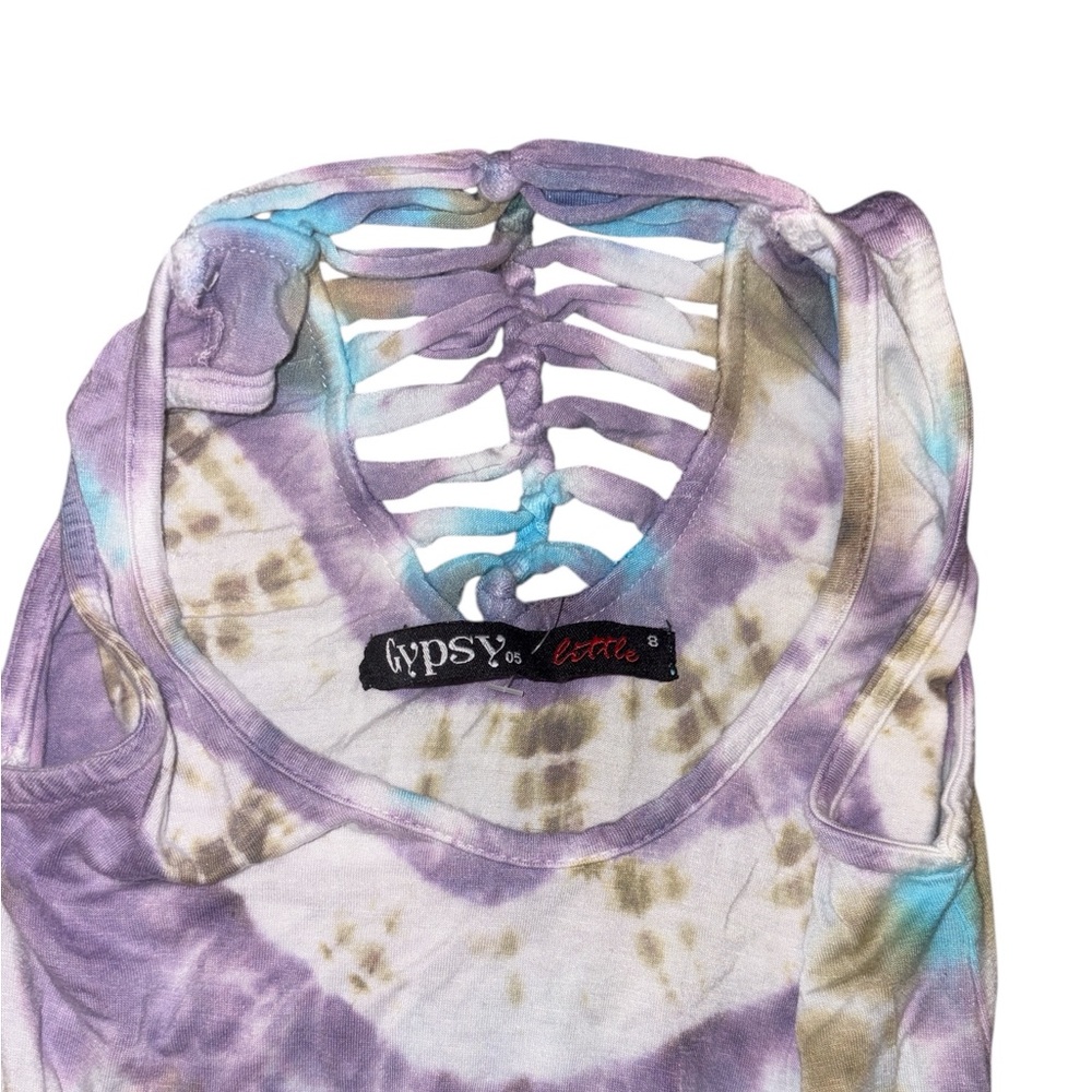 Gypsy 05 Tie-Dye Girls Summer Dress - Purple, Blue, Green - Picture 3 of 3